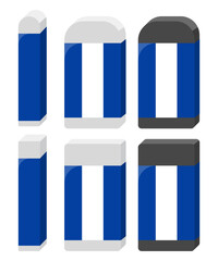 Vector set of white and black erasers, including long rectangular ones. Each type shown as full and used.