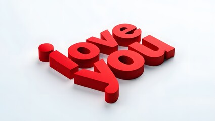 I love you 3d red typography 