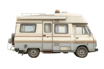 Fototapeta premium PNG Vintage camper van isolated on white background in classic style