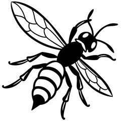 Wasp in attack line art vector illustration 