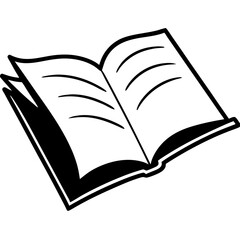 Book with flying pages line art vector illustration 