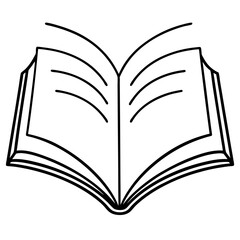 Book with flying pages line art vector illustration 