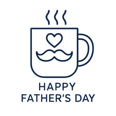 Happy Father's Day mug design with a heart and mustache graphic, perfect for creating cards, mugs, or apparel for fathers and loved ones.