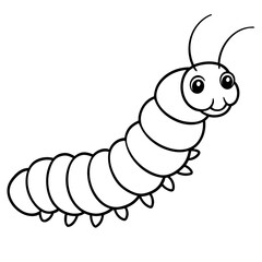 Caterpillar crawling line art vector illustration 