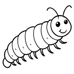 Caterpillar crawling line art vector illustration 