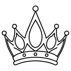 Crown with jewels line art vector illustration 