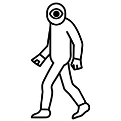 Cyclops walking line art vector illustration 