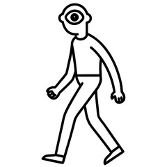 Cyclops walking line art vector illustration 
