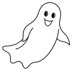 Ghost floating line art vector illustration 
