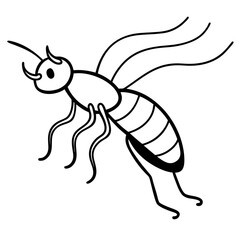 Flea jumping line art vector illustration 