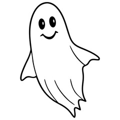 Ghost floating line art vector illustration 