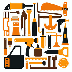 Perfect Vector Collection Of Woodworking Tools Silhouettes For Use Graphics Websites And Apps Designs On White Background