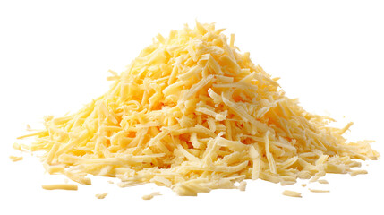 Grated Cheese Pile – Freshly Grated Mozzarella Cheese on Transparent Background

