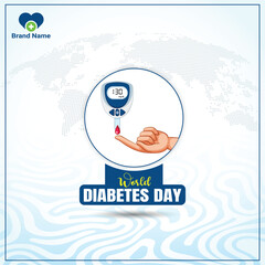 World Diabetes Day Awareness Vector Design with Glucometer and Hand Pricking Blood