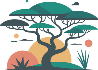 vector illustration of a tropical landscape
