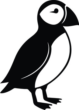 Silhouette atlantic puffin bird standing vector illustration