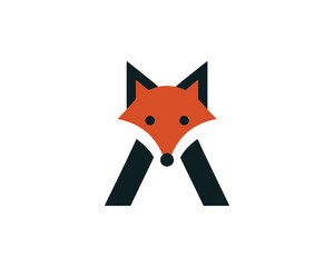 Obraz premium Modern abstract fox logo design with geometric shapes and orange color