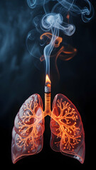 Smoking effects on lungs health concept stop smoking campaign respiratory system damage and lung cancer risk