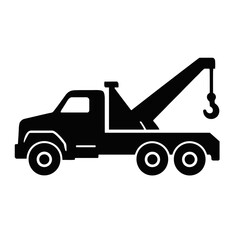 Naklejka premium Tow Truck Silhouette Vector for Vehicle Recovery and Roadside Assistance