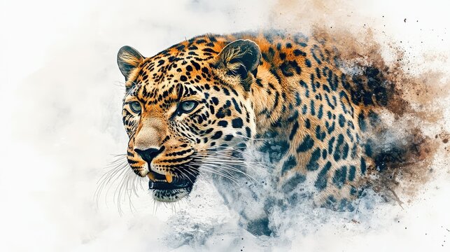 photorealistic water color leopard