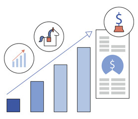 Line Graph Showing Rising Valuation With Milestone Markers, Unicorn and Investor Icons, Featuring a Clean and Modern Financial Design