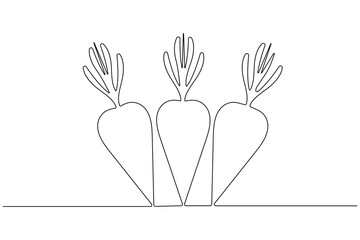 Carrot vegetable in continuous one line art drawing style minimalist single line unique carrot plant growing  vector illustration.