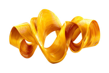 A flowing golden ribbon creates an abstract design on a stark transparent background, offering creative opportunities for design elements.