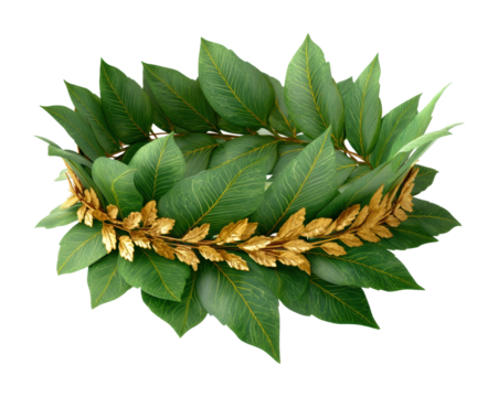Celebratory laurel wreath ancient rome decorative greenery top view