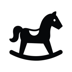 Black silhouette of a classic rocking horse toy on white