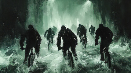 Cyclists Journey Through Dark And Mysterious Tunnel