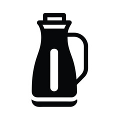 Black and White Olive Oil Bottle Icon with Handle