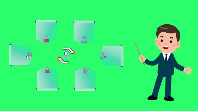 Animation green space bar 6 steps green background for Infographic template.
