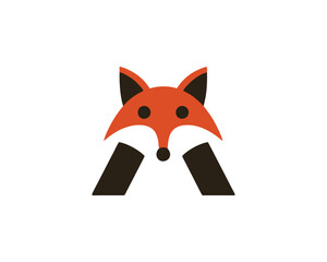 Obraz premium Abstract geometric fox head logo design on white background