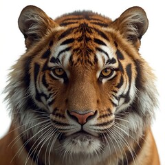 Fototapeta premium Close-Up Portrait of a Bengal Tiger with Intense Gaze on White Background 