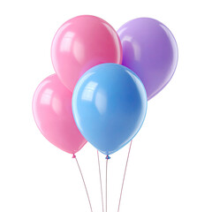 Pastel Balloons Bunch for Party Decoration on Transparent Background
