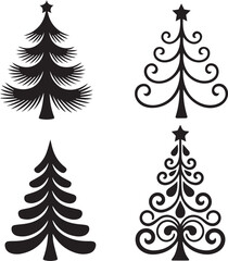 Obraz premium chirstmas tree silhoutte vector illustration