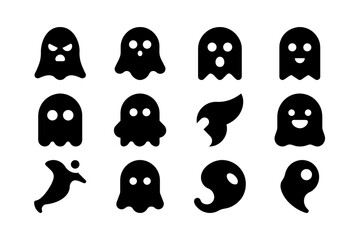 Floating ghost sheet black color solid fill icon collection