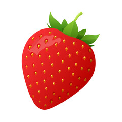 Obraz premium Single juicy red strawberry illustration vibrant summer fruit graphic design element