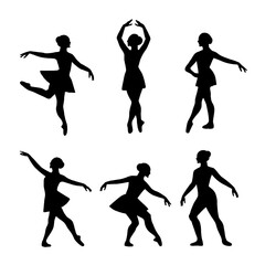 Ballet Silhouette Icons - Elegant Dance Poses and Movements Set with Transparent Background