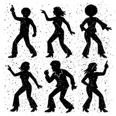 Disco Dance Silhouette Icons 