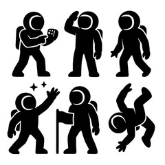 Astronaut Silhouette Collection – Transparent Background