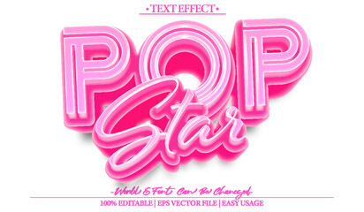 Pop Star Vector Text Effect Editable Alphabet Retro Club Music Party Rock