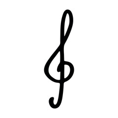 Fototapeta premium Treble clef doodle. Hand drawn musical symbol. Single element for print, web, design, decor, logo