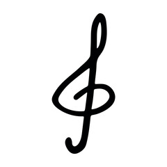 Fototapeta premium Treble clef doodle. Hand drawn musical symbol. Single element for print, web, design, decor, logo