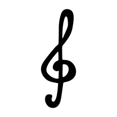 Fototapeta premium Treble clef doodle. Hand drawn musical symbol. Single element for print, web, design, decor, logo