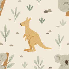 Australian animals seamless pattern design. Repeat pattern