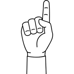 One hand rise on finger outline design Art & Illustration