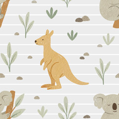 Australian animals seamless pattern design. Repeat pattern