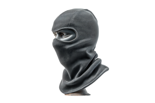 PNG Black balaclava mask on mannequin displaying stealth fashion accessory