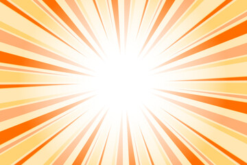 Hot orange sunburst background. Abstract sun light rays background. 